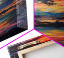Sunset At The Lake, Framed Canvas Print, Colorful Gift Idea, Housewarming, Tall / Skinny Panoramic Painting Print, Living Room Wall Art