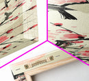 Songbird on Cherry Blossom Skinny Art Tall Art Japanese Ukiyo-e Inspired Bird and Nature Framed Canvas Print