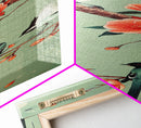Elegant Birds on Branches Skinny Art Tall Art Japanese Ukiyo-e Inspired Bird and Nature Framed Canvas Print
