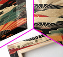 Japanese-Inspired Fan Art in Bold Red and Cream Accents on Tall Vertical Canvas Print Featuring Elegant Floral Design