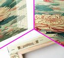 Chrysanthemums in Traditional Japanese Art, Ukiyo-e Style Framed Canvas Print Perfect for Tall and Skinny Spaces