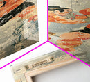 Sumo Wrestlers in Action Skinny Ukiyo-e Art Tall Framed Canvas Print with Japanese Cultural Heritage