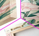 Skinny Art Pink Oleander Flowers In Japanese Style Wood Block Print Elegant Pastel Hues On Framed Canvas Print, Tall Art Ukiyo-e