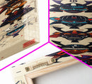 Canvas Print Traditional Japanese Samurai Helmets Collection, Intricate Details In Warrior Masks, Bold Cultural Decor For Any Space