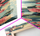 Japanese Style Frogs and Lotus Flowers Framed Canvas Print - Tall Skinny Ukiyo-e Wall Art