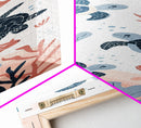 Swimming Sea Turtles with Coral, Tall Framed Canvas Print in Japanese Ukiyo-e Style Wall Art