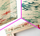Snowflakes in Varied Sizes and Shapes Scattered on a Beige Canvas with a Distressed Texture Ukiyo-e Art Japanese Framed Canvas Print Skinny Tall Art