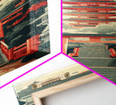 Japanese Style Art, Tall Art, Skinny Art, Pagoda Temple Wood Block Print Framed Canvas Print Ukiyo-e Art