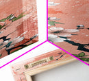 Skinny Art Tall Art Cherry Blossoms Wood Block Print Japanese Style Art With Delicate Branches On Soft Pink Background Framed Canvas Print