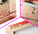Elegant Crane Bird In Mid-flight Against Bold Red Sun Ukiyo-e Tall Skinny Wood Block Framed Canvas Print Japanese Style Art