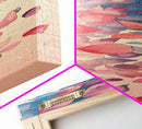 Cascading Pink Petals In Delicate Canvas, Tall Skinny Framed Wall Art For Feng Shui-Inspired Spaces, Japanese Style Art