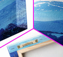 Skinny Art Tall Art Framed Canvas Print Japanese Style Art Blue Mount Fuji Forest Wood Block Print Ukiyo-e Feng Shui Wall Art