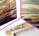 Japanese Pagoda With Mt Fuji And Cherry Blossoms – Framed Canvas Print Featuring Skinny Art Tall Art, Highlighting Ukiyo-E Art And Japanese Style Art