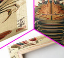 Detailed Lobster Illustration On Beige Background Skinny Art Wood Block Print Japanese Style Art Framed Canvas Print Tall Art Ukiyo-e Art