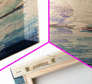 Sailboats On Calm Sea Canvas In Japanese Ukiyo-e Style, Traditional Woodblock Print, Framed Canvas Print, Tall Skinny Japanese Wall Art, Ready To Hang