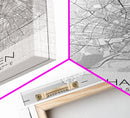 Copenhagen Street Map, Denmark Map, Europe City Map Art, Minimalist Art, Wall Art, Canvas Print, Travel Wall Art, Pilots Gift. Home Décor