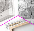 Kansas City Street Map, Missouri Map, City Map Art, Modern Wall Art, Wall Art, Canvas Print, Birthday Gift, Master Bedroom, Travel Wall Art