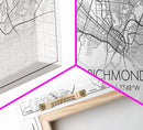 Richmond City Map, Virginia Art, Map Print, Minimalist Wall Art, Wall Art, Canvas Art, Best Gifts For Him, Wall Décor Prints, Horizontal Art