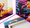 Vibrant Bull Art Framed Canvas Print Colorful Southwest Wall Art, Blotter Art, Chicano Art, Moody Art, Gift Idea, Above Sofa Art