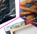 Nautical Rope Knot Painting Framed Canvas Print, Coastal Wall Art, Nautical Decor, Maritime Wall Art, Surf Wall Art, Ocean Art, Extra Wide Art, Rustic Wall Art, Moody Art, Above Couch Art, Gift Idea, Original Painting, Panoramic Art