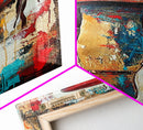 Rustic Saddle Painting Canvas Print Farmhouse Wall Art Moody Art Rustic Decor Southwest Wall Art Tall Narrow Art