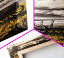 Black and White Wagon Canvas Print farmhouse art, rustic wall art, barn landscape oil painting, extra wide art, southwest wall art