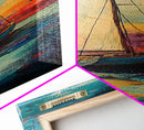 Sailboat at Sunset Framed Canvas Print, Nautical Painting, Coastal Wall Art, Seascape Painting, Nautical Decor, Gift Idea Her