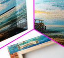 Seaside Wagon Oil Painting Framed Canvas Print, Coastal Landscape Art, Nautical Decor, Marsh Painting, Farmhouse Art, Above Couch Art