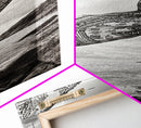 Flowing Fabric Over Ocean, Framed Canvas Print, wabi sabi art, coastal decor, boho art, minimalist art, above couch art, panoramic painting