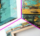 Textured Rustic Art, Canvas Print, Wabi Sabi Wall Art, Teal Wall Art, Abstract Minimalist Art, Tall Narrow Art, Farmhouse Decor