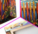 Vibrant Coastal Fence, beach decor, coastal landscape art, coastal wall art, nautical painting, extra wide art, framed canvas print