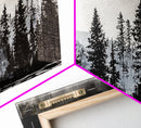 Pine Tree Forest, Moody Landscape Painting, Black and White Wall Art, Nature Wall Art, Extra Wide Art, Framed Canvas Print, Rustic Decor