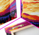 Howling Wolf, mountain painting, pine tree art, rustic decor, panoramic painting, southwest wall art, landscape painting, Canvas Print, gift