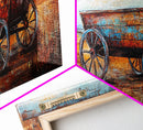 Rustic Wagon, Western Landscape, Farmhouse Art, Southwest Wall Art, Vintage Horse Art, Extra Wide Art, Horizontal Wall Art, Framed Canvas Print
