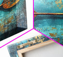 Rustic Oar, Coastal Decor, Nautical Wall Art, Teal Wall Art, Wabi Sabi Art, Gift Idea Him, Above Sofa Art, Framed Canvas Print, Boho Art