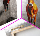 Highland Cows Canvas Print | Rustic Farmhouse Art | Black and White Cattle Painting | Moody Art | Above Sofa Wall Art | Extra Wide Art