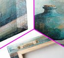 Teal Bottle, Wabi Sabi Art, Minimalist Wall Art, Canvas Print, Green Wall Art, Rustic Decor, Sage Green Wall Art, Moody Art, Gift Idea
