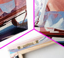 Rustic Wagon, pink abstract art, light pink wall art, vintage horse art, farmhouse art, rustic wall art, framed canvas print, gift idea
