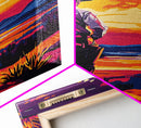 Cowboy at Sunset, pink orange wall art, Joshua tree art, southwest wall art, framed canvas print, landscape painting, moody art