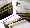 Black and White Windmill, windmill wall art, rustic decor, farmhouse art, landscape painting, framed canvas print, above bed wall art