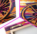 Vibrant Wagon Wheel, Pink Orange Wall Art, Boho Art, Framed Canvas Print, Southwest Aesthetic, Above Sofa Art, Rustic Decor, Gift Idea