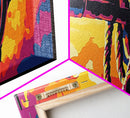 Industrial Knot, rustic wall art, southwest wall art, boho art, orange wall art, geometric painting, extra wide art, Framed Canvas Print