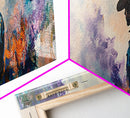 Lone Cowboy Painting, Panoramic Art, Rustic Decor, Framed Canvas Print, Blue and Green Wall Art, Moody Art, Southwest Wall Art
