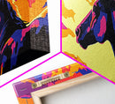 Wild horse, southwest wall art, pink orange wall art, geometric wall art, extra wide art, framed canvas print, panoramic painting, boho art