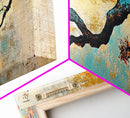 Birch tree painting, autumn decor, extra wide art, botanical prints, nature wall art, framed canvas print, long narrow wall art, wabi sabi art
