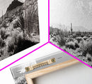 Desert Cactus, Joshua tree art, southwest wall art, extra wide art, wabi sabi art, rustic wall art, framed canvas print, panoramic art