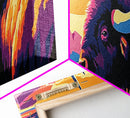 Abstract Buffalo, rustic wall art, southwestern painting, farmhouse decor, moody art, extra wide art, framed canvas print, above sofa art