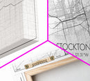 Stockton City Map, California Art, Map Print, Modern Wall Art, Wall Art, Canvas Art, Dorm Room Art, Indie Room Décor, Dining Room Prints