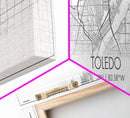 Panoramic Toledo City Map, Ohio Art, Map Print, Minimalist Wall Art, Canvas Art, Housewarming Gift, Street Map Art, Closing Gift