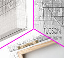 Panoramic Tucson City Map, Arizona Art, Map Print, Minimalist Wall Art, Canvas Art, Housewarming Gift, Street Map Art, Closing Gift